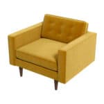 Gold Velvet Mid-Century Modern Lounge Chair with Walnut Legs