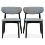 Grey Fabric Mid Century Modern Dining Chairs Solid Wood (Set of 2) 18 Grey Fabric Mid Century Modern Dining Chairs Solid Wood (Set of 2)