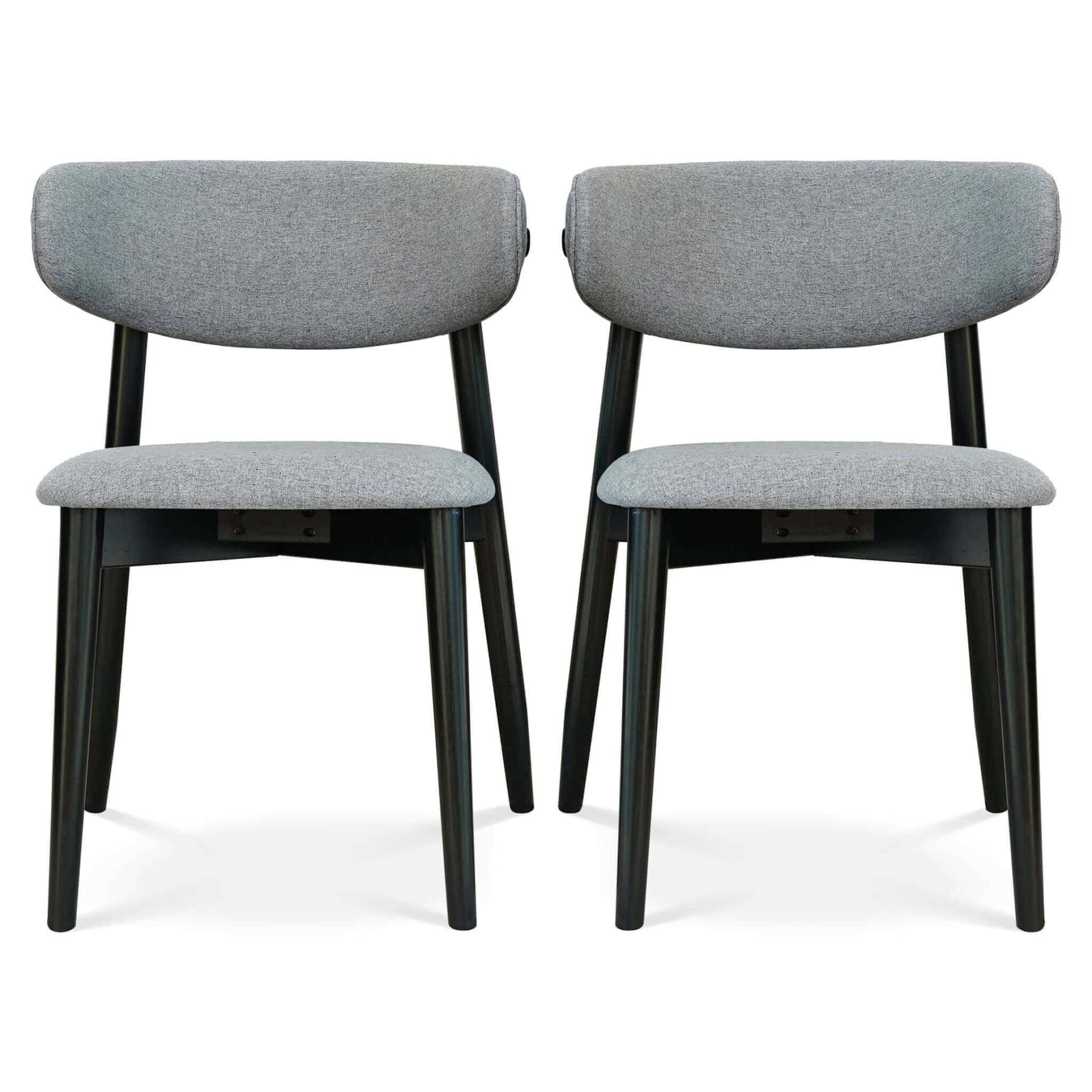 Grey Fabric Mid Century Modern Dining Chairs Solid Wood (Set of 2) 9 Grey Fabric Mid Century Modern Dining Chairs Solid Wood (Set of 2) - Image 9