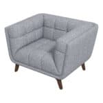 Grey Fabric Mid-Century Modern Lounge Chair with Walnut Legs