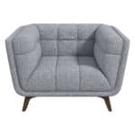 Grey Fabric Mid-Century Modern Lounge Chair with Walnut Legs