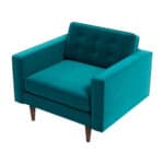 Teal Velvet Mid-Century Modern Lounge Chair With Walnut Legs