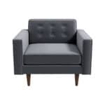 Grey Velvet Mid-Century Modern Lounge Chair with Walnut Legs