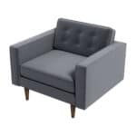 Grey Velvet Mid-Century Modern Lounge Chair with Walnut Legs