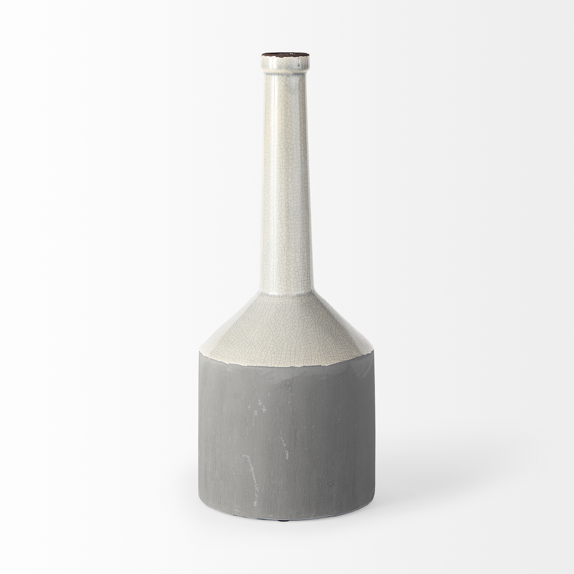 burton 16.7h large two tone gray ceramic jug vase