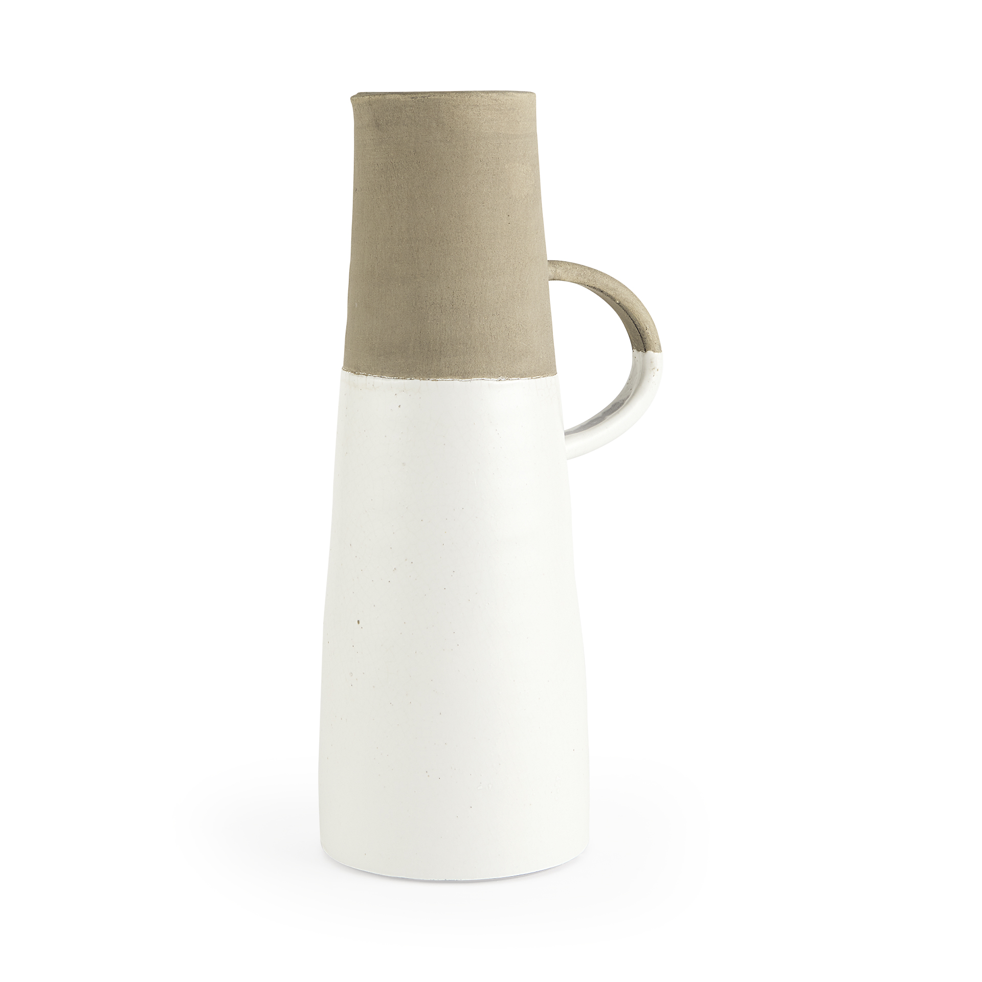 garand large 18.8h two-toned white natural ceramic jug