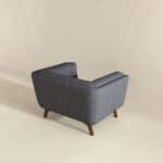 Grey Linen Mid-Century Modern Lounge Chair with Walnut Legs