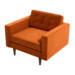 Burnt Orange Velvet Mid-Century Modern Lounge Chair with Walnut Legs