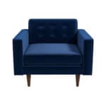 Blue Velvet Mid-Century Modern Lounge Chair