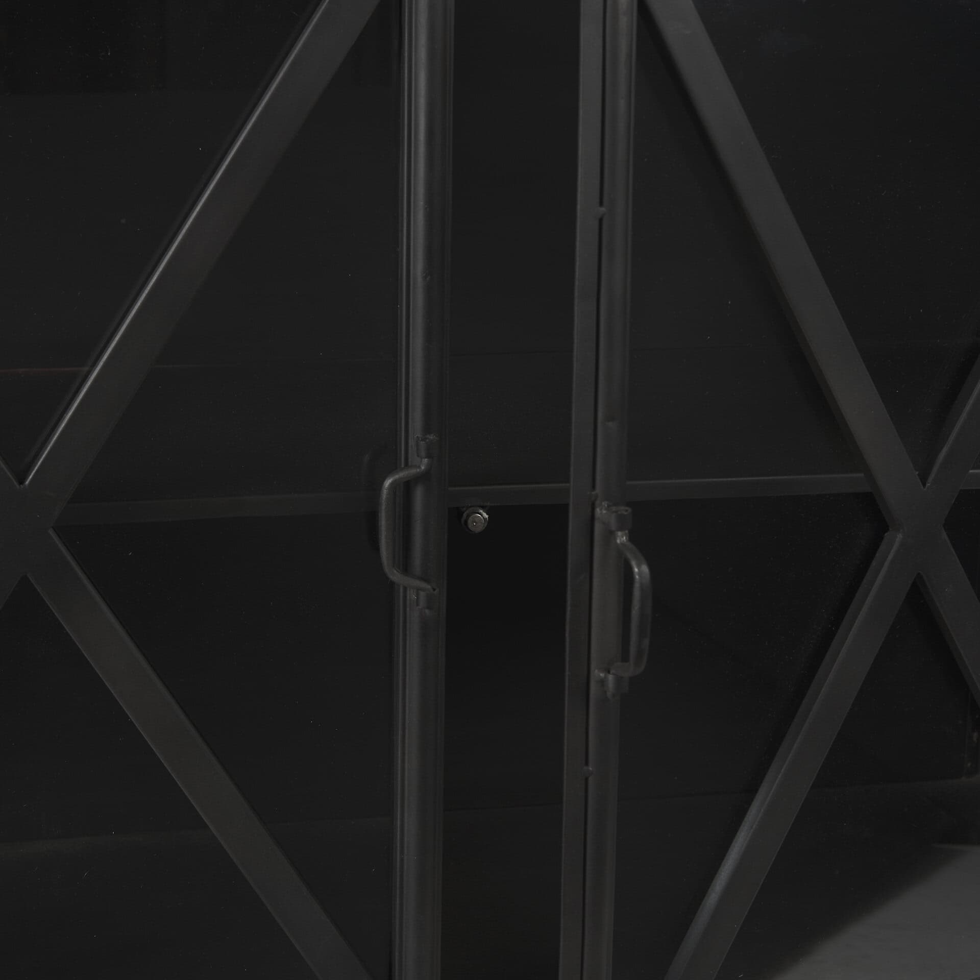 poppy i 79x16 black metal with glass door sideboard