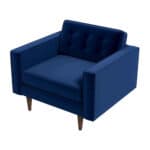 Blue Velvet Mid-Century Modern Lounge Chair