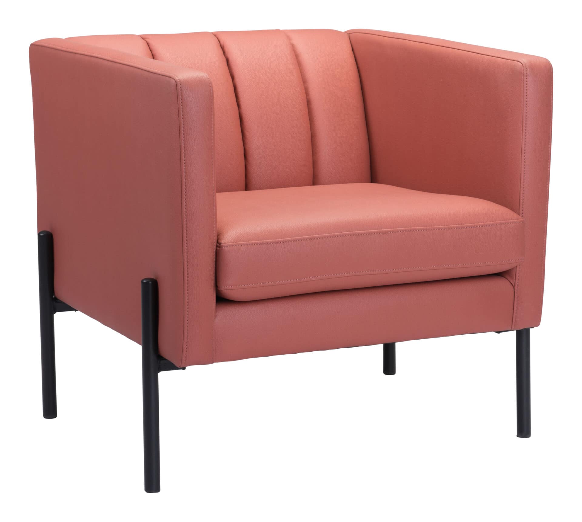 Mid-Century Modern Faux Leather Accent Chair with Steel Frame Brown 3 Mid-Century Modern Faux Leather Accent Chair with Steel Frame Brown - Image 3