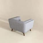 Grey Fabric Mid-Century Modern Lounge Chair with Walnut Legs