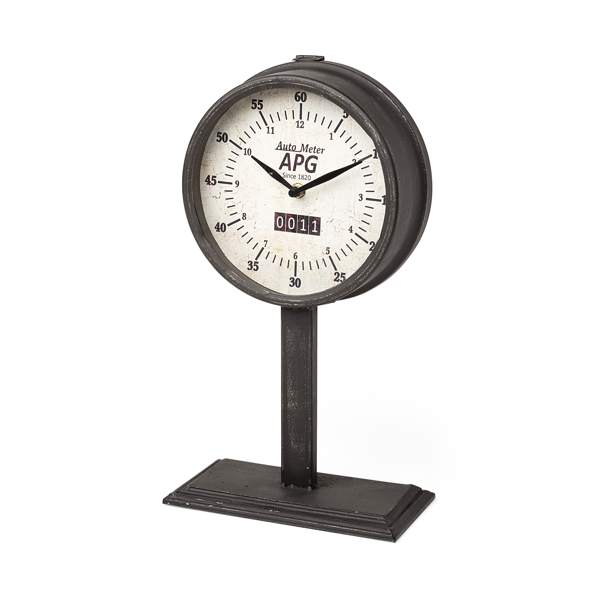 attalack ii black metal round face table clock
