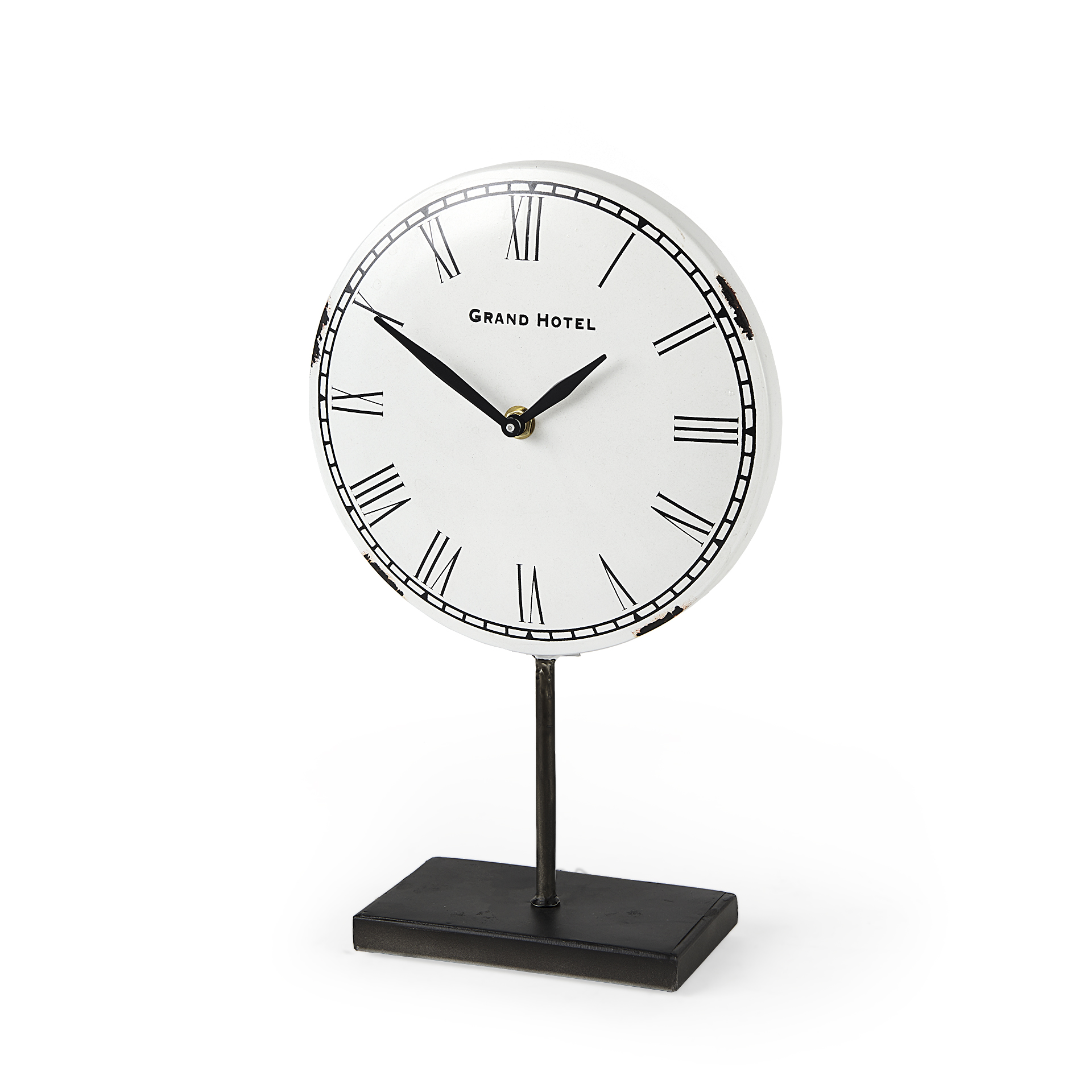 harriet white/bronze metal table clock