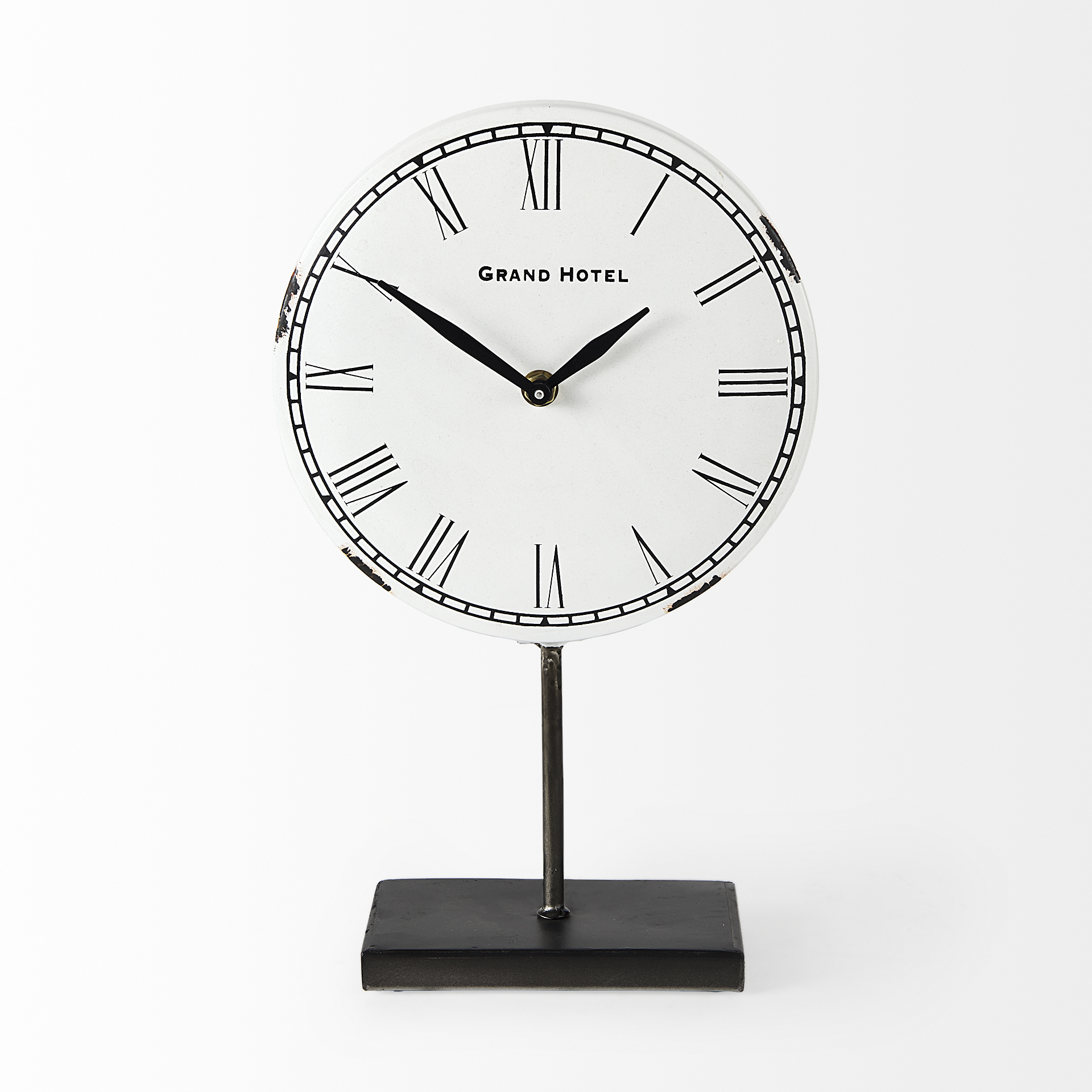 harriet white/bronze metal table clock