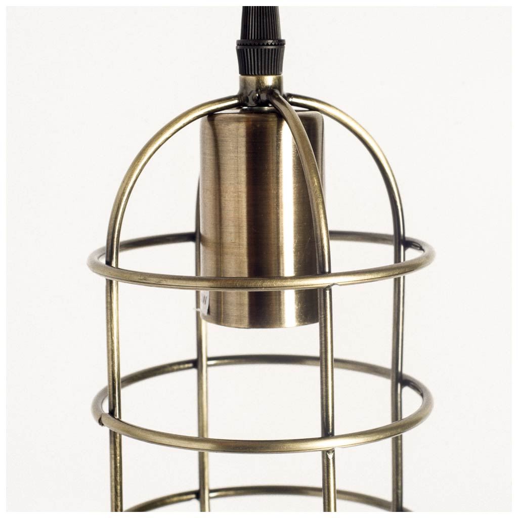 hines i 4x8 antiqued-brass metal cage pendant light