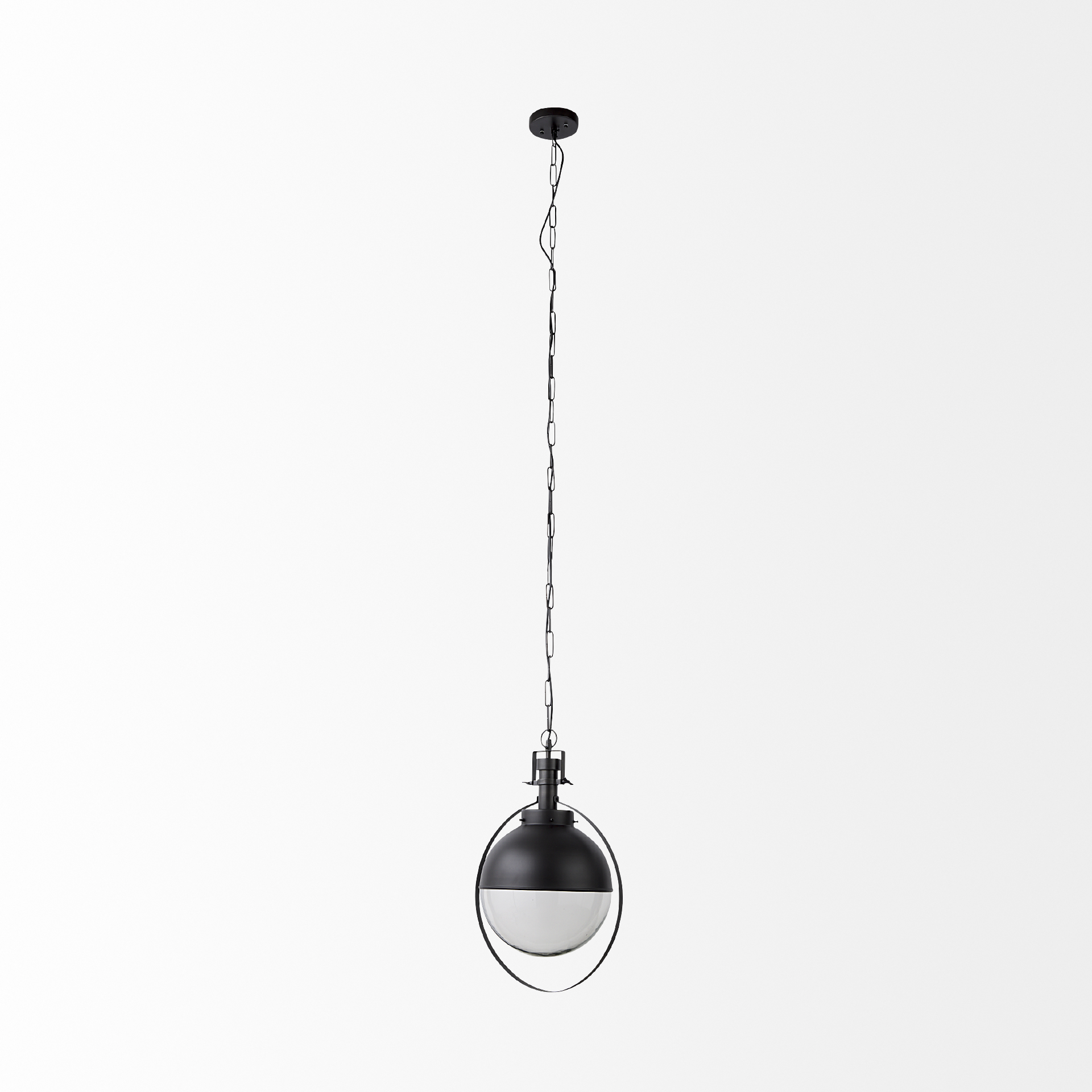 leighton ii 15x20 black metal spherical pendant light