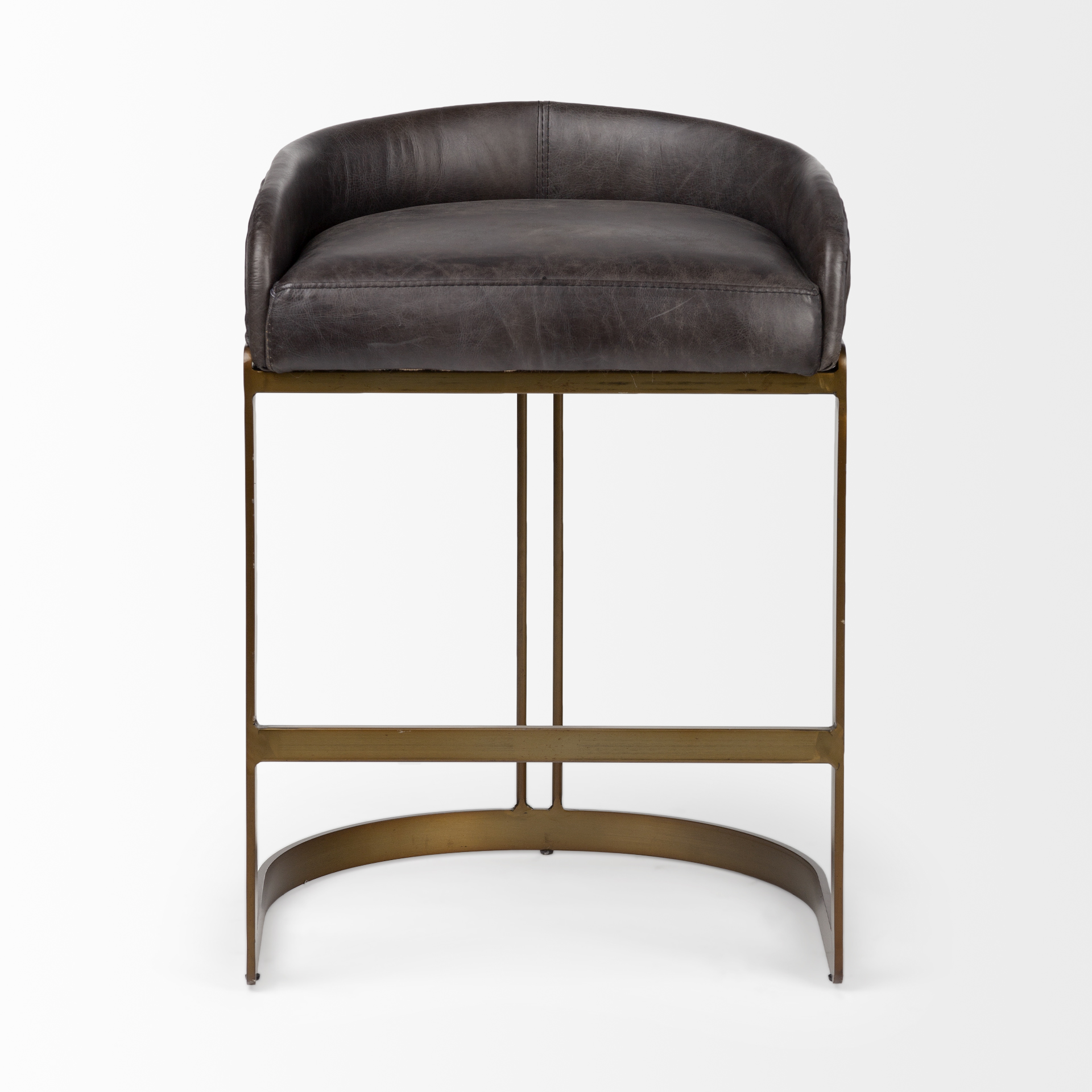 hollyfield ii black leather seat gold metal base counter stool