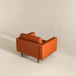 Burnt Orange Velvet Mid-Century Modern Lounge Chair with Walnut Legs