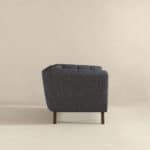 Grey Linen Mid-Century Modern Lounge Chair with Walnut Legs