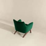 Green Velvet Mid Century Modern Armchair with Wood Legs