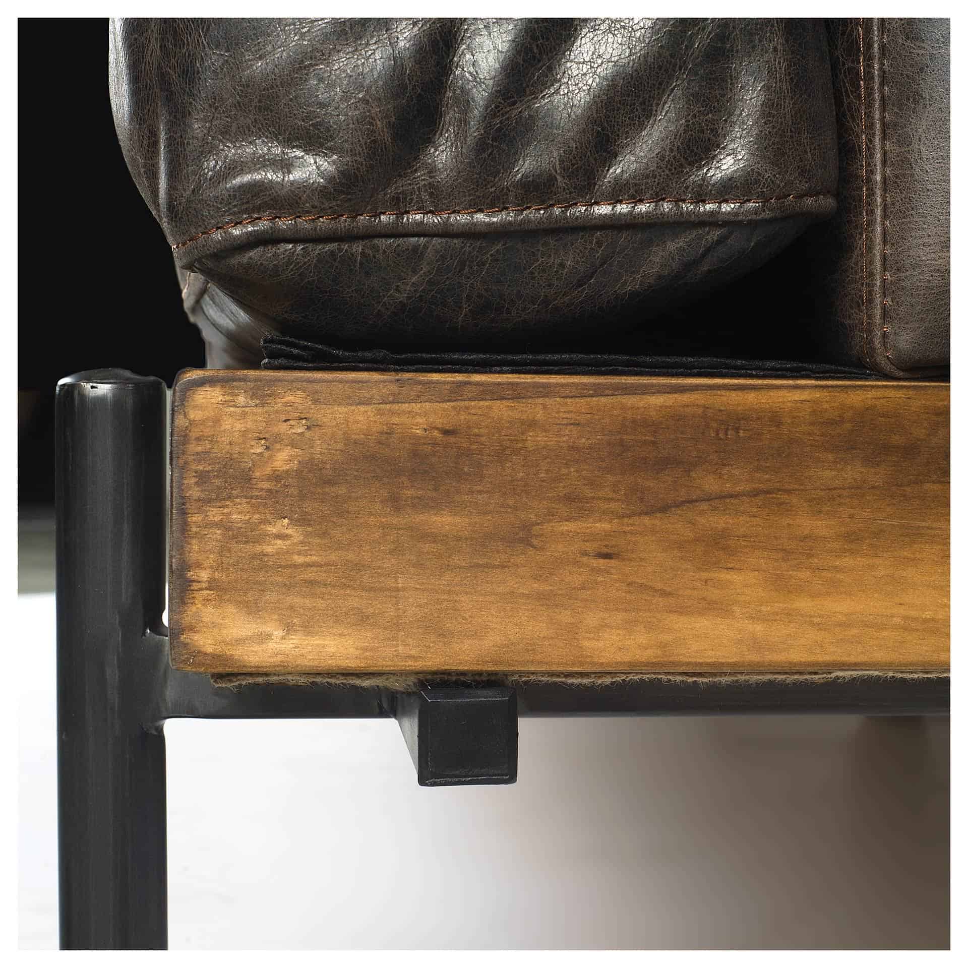 colburne i brown leather body wood/iron frame club chair