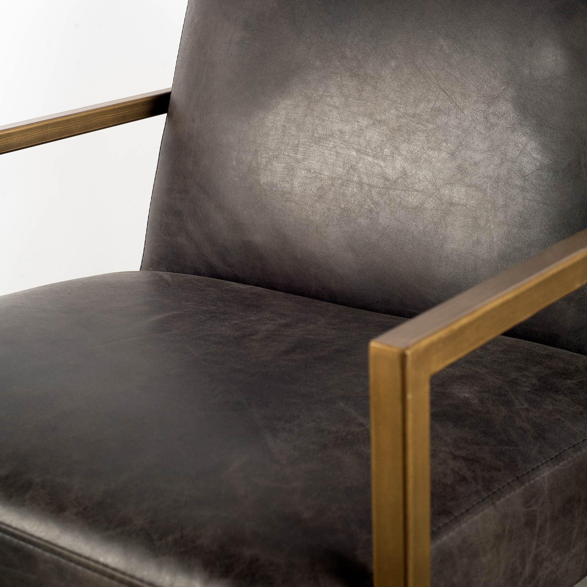 armelle i black leather seat w/gold metal frame accent chair