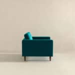 Teal Velvet Mid-Century Modern Lounge Chair With Walnut Legs