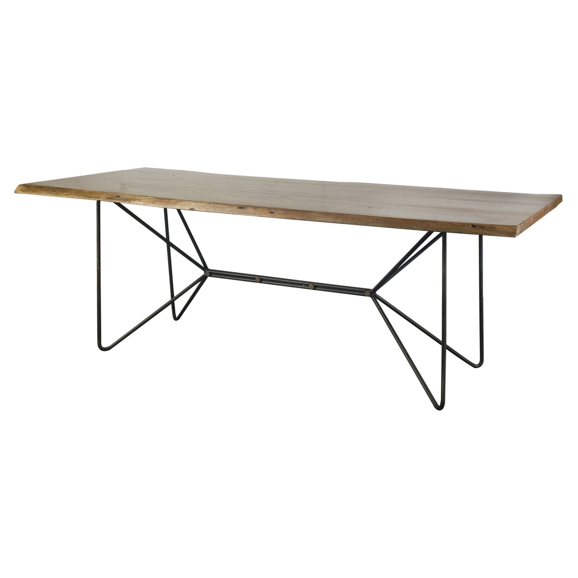 papillion ii 84.0l x 38.0w x 30.0h rectangular natural wood top w/black iron base dining table