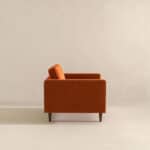 Burnt Orange Velvet Mid-Century Modern Lounge Chair with Walnut Legs