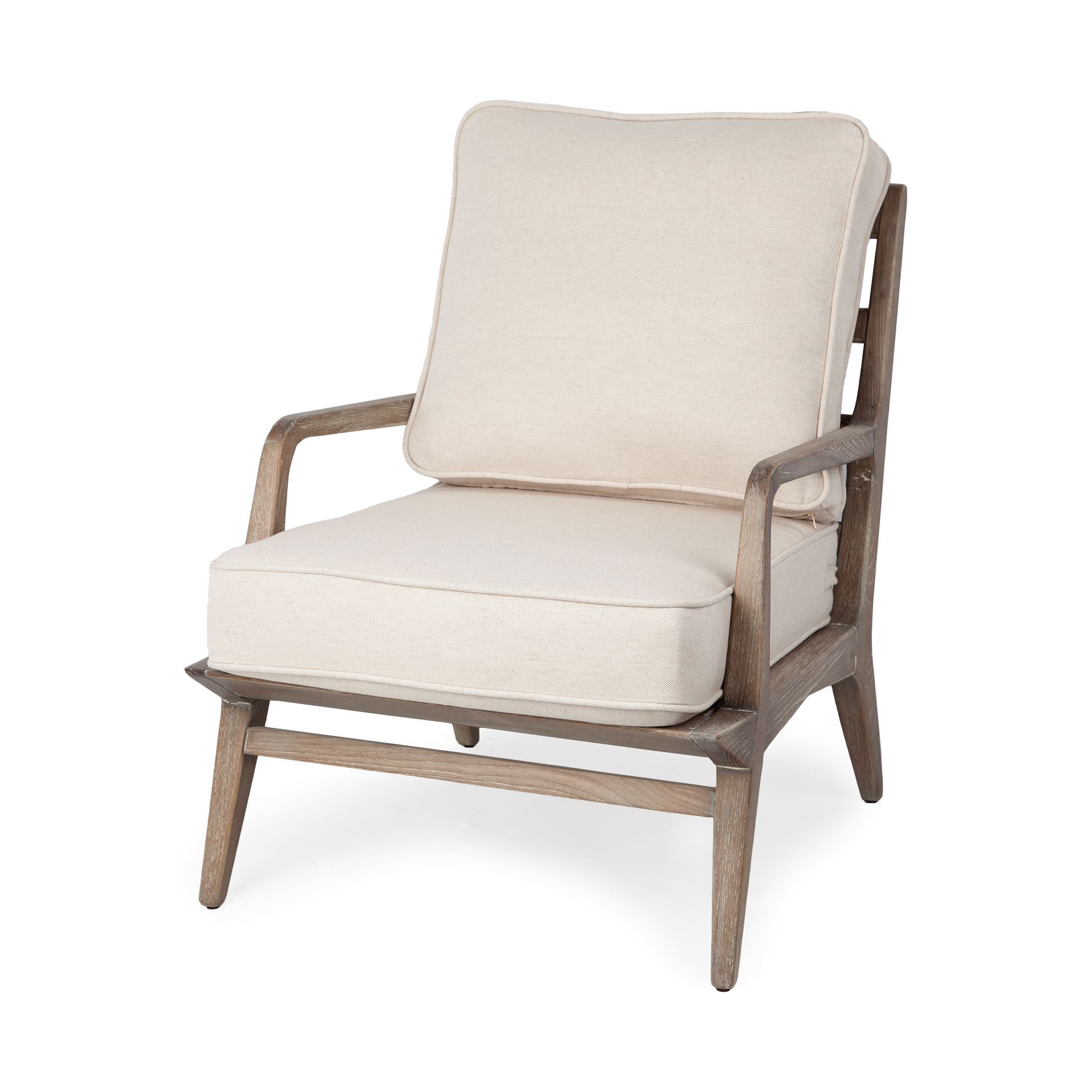 harman ii off-white fabric seat w/ wood frame accent chair