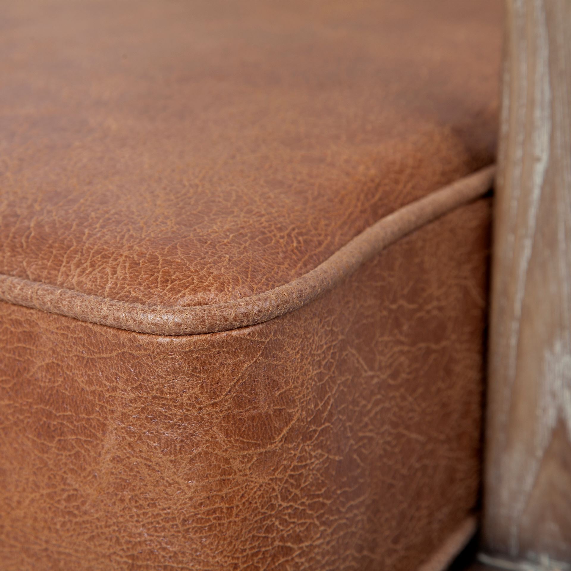 harman ii cream fabric and brown leather seat accent chair
