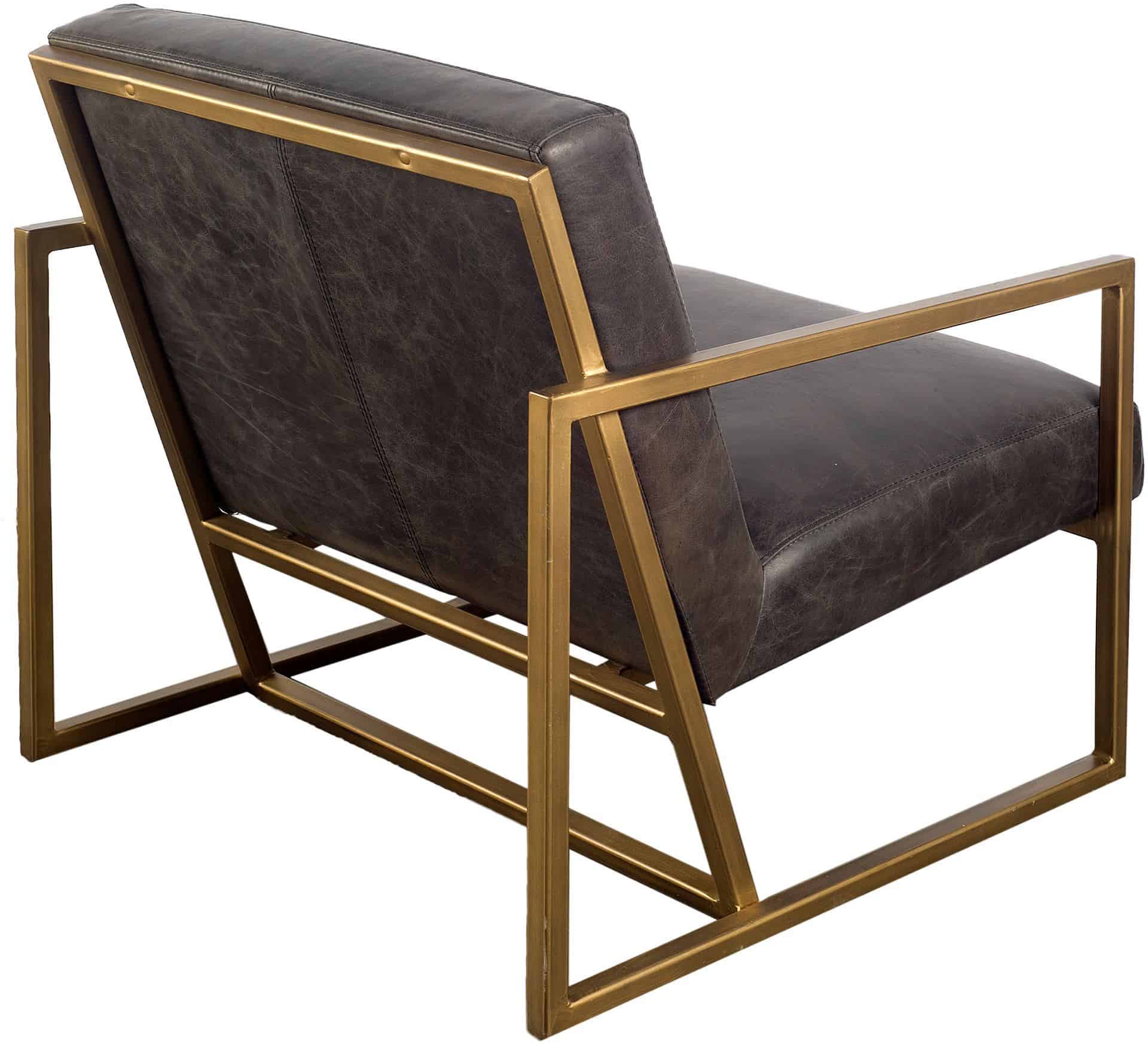 armelle i black leather seat w/gold metal frame accent chair