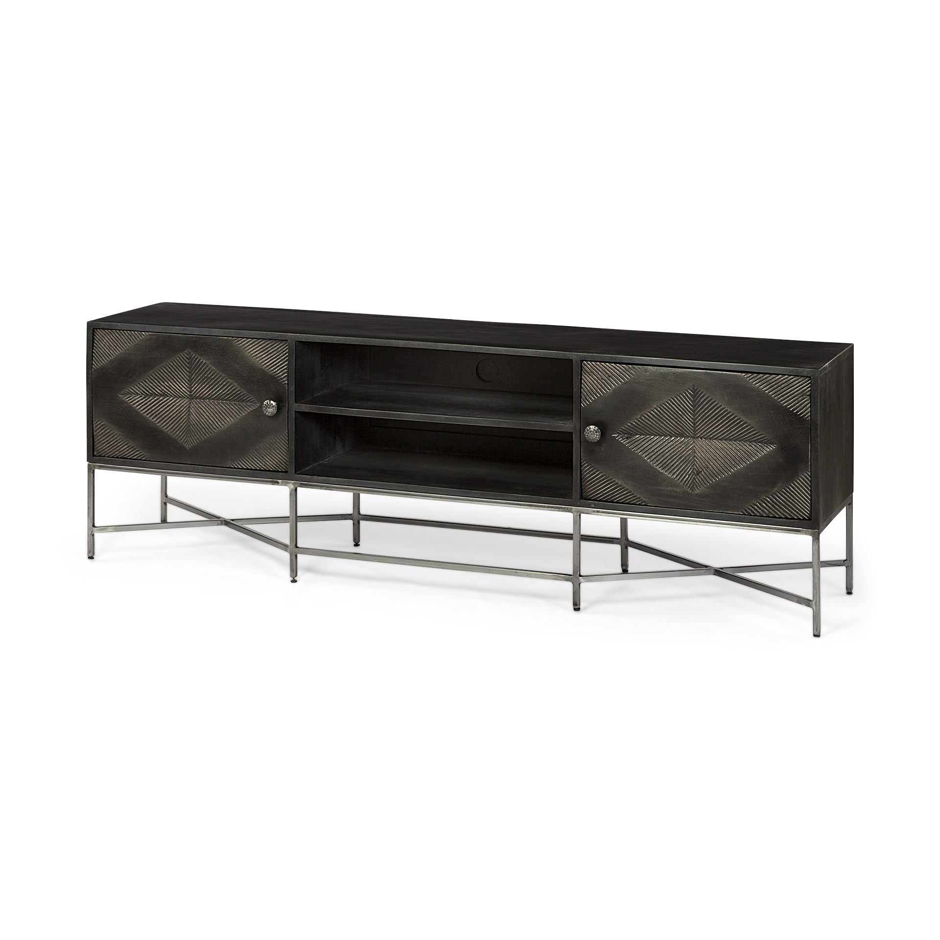 Hogarth I Dark Brown Solid Wood TV Stand Media Console with Storage, TV up to 81
