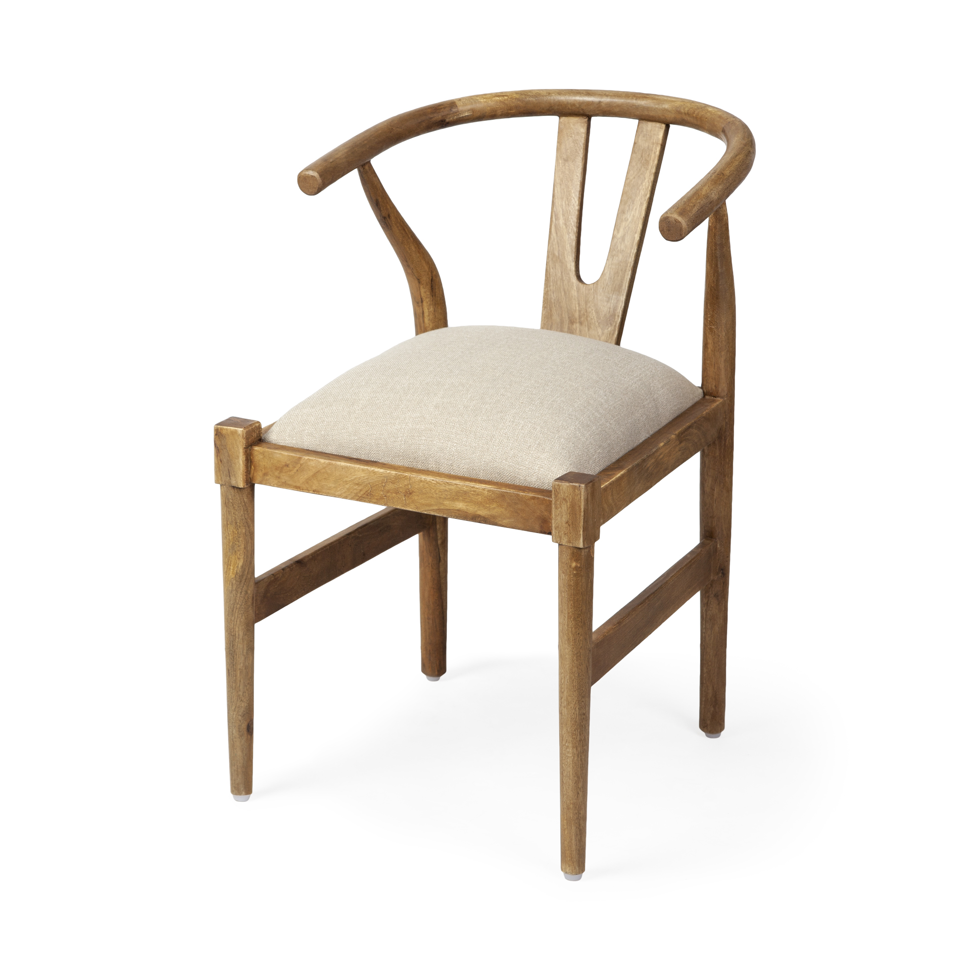 trixie cream fabric seat brown wood frame dining chair