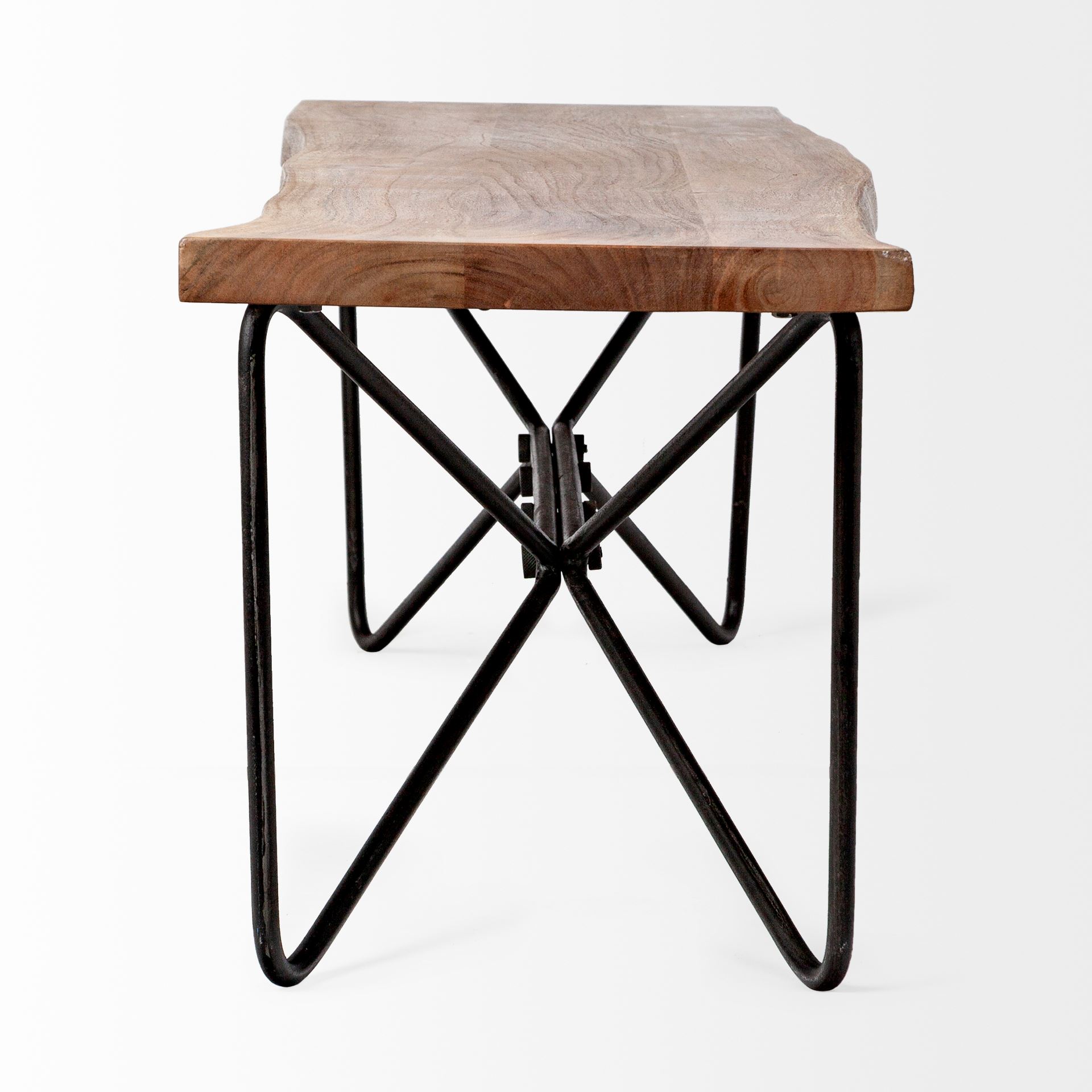 papillion iii 66x18 natural solid wood and iron dining bench
