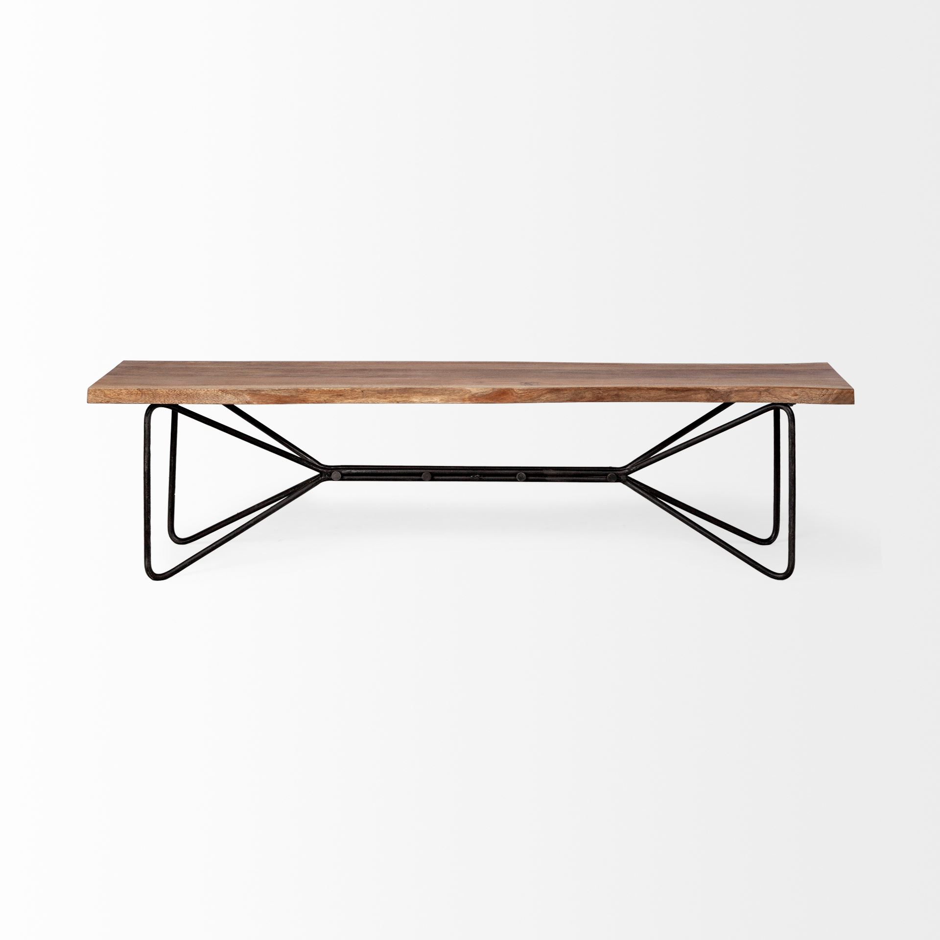 papillion iii 66x18 natural solid wood and iron dining bench