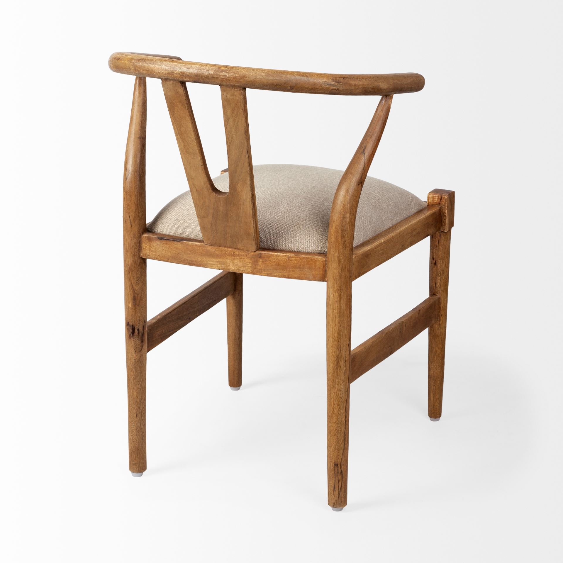 trixie cream fabric seat brown wood frame dining chair