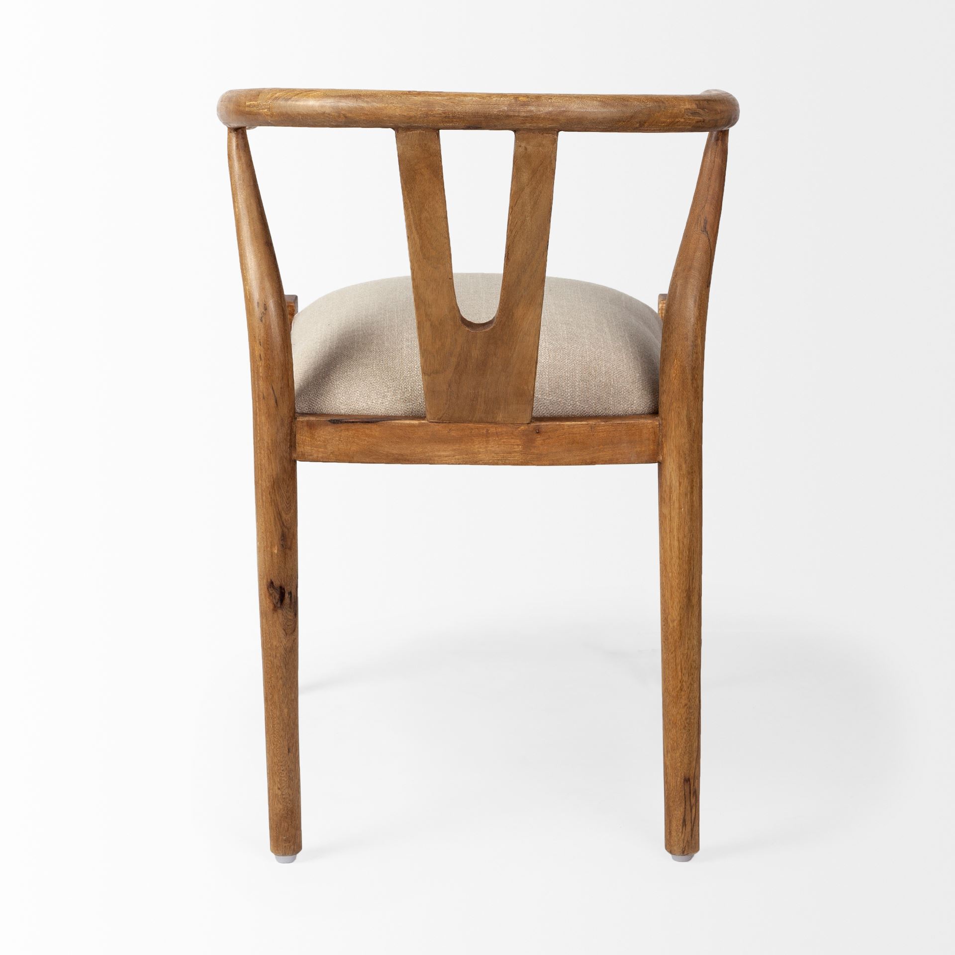 trixie cream fabric seat brown wood frame dining chair