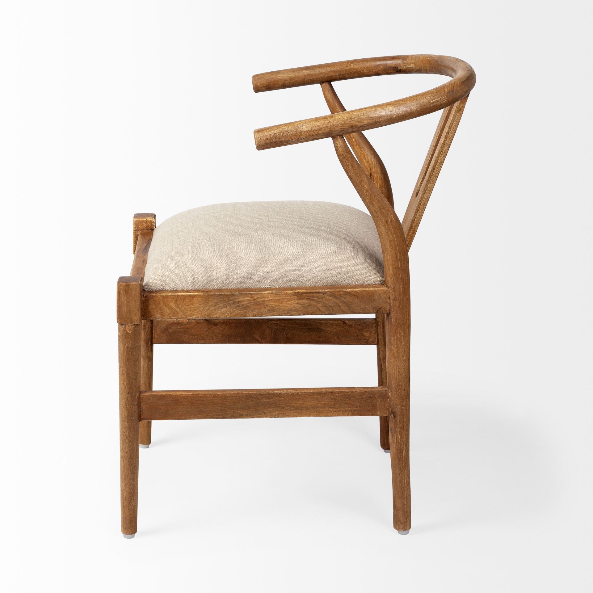 trixie cream fabric seat brown wood frame dining chair