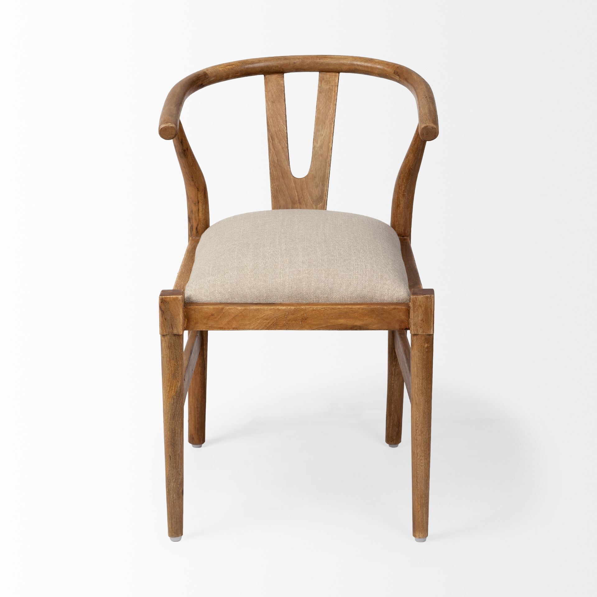 trixie cream fabric seat brown wood frame dining chair