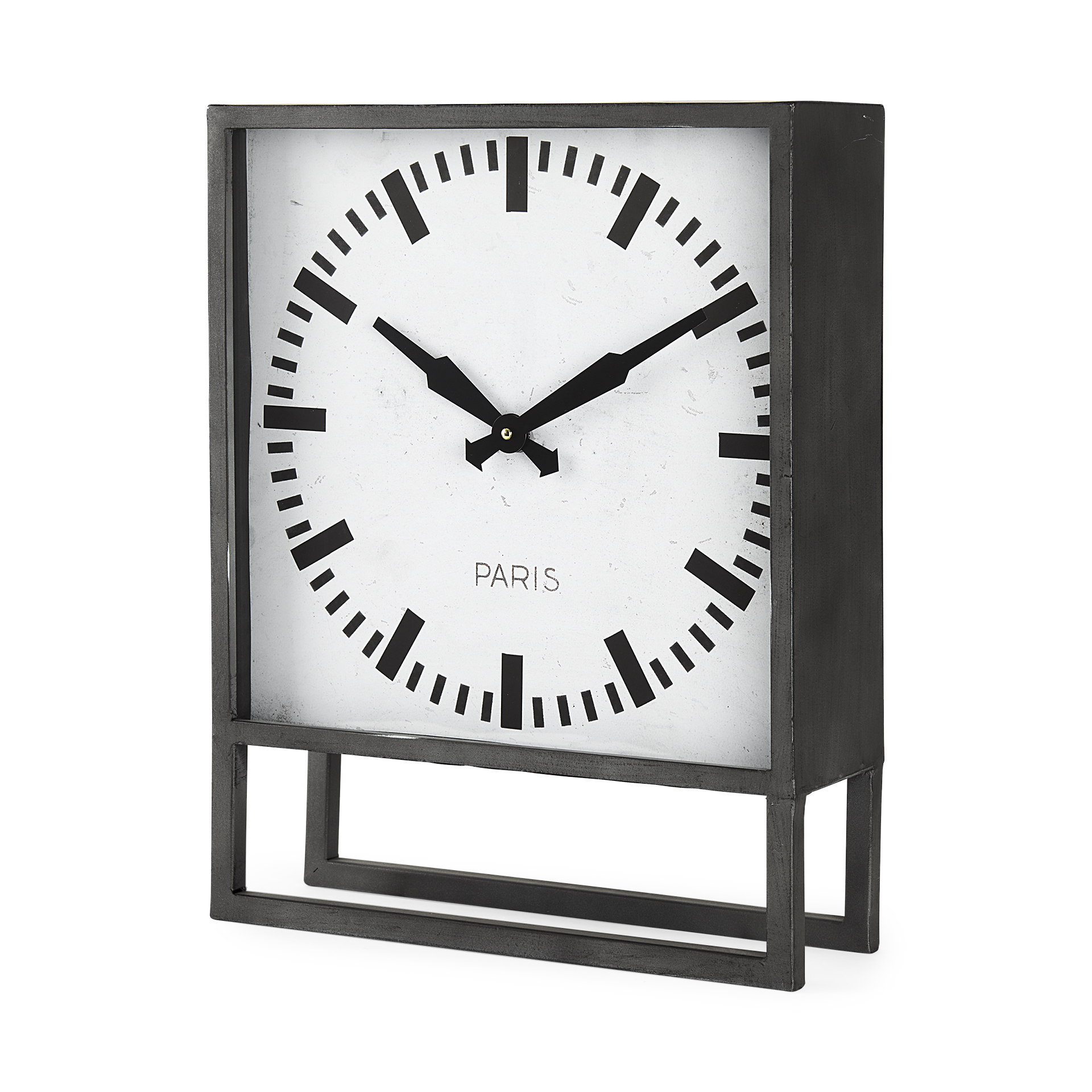 felix gray metal square table clock
