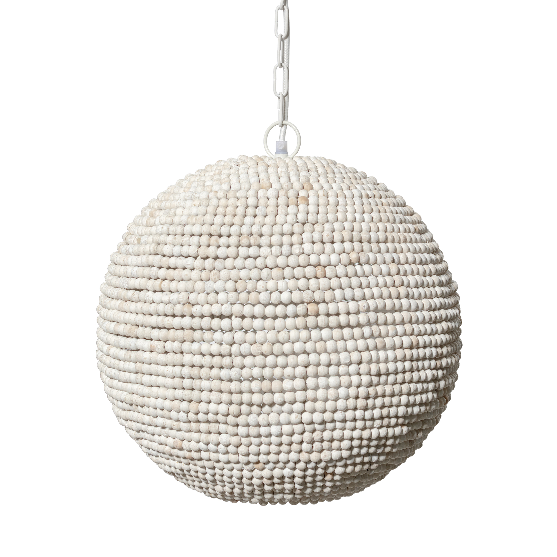 theta 15.5x14.5 white-washed wood beaded pendant light
