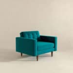 Teal Velvet Mid-Century Modern Lounge Chair With Walnut Legs