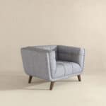 Grey Fabric Mid-Century Modern Lounge Chair with Walnut Legs