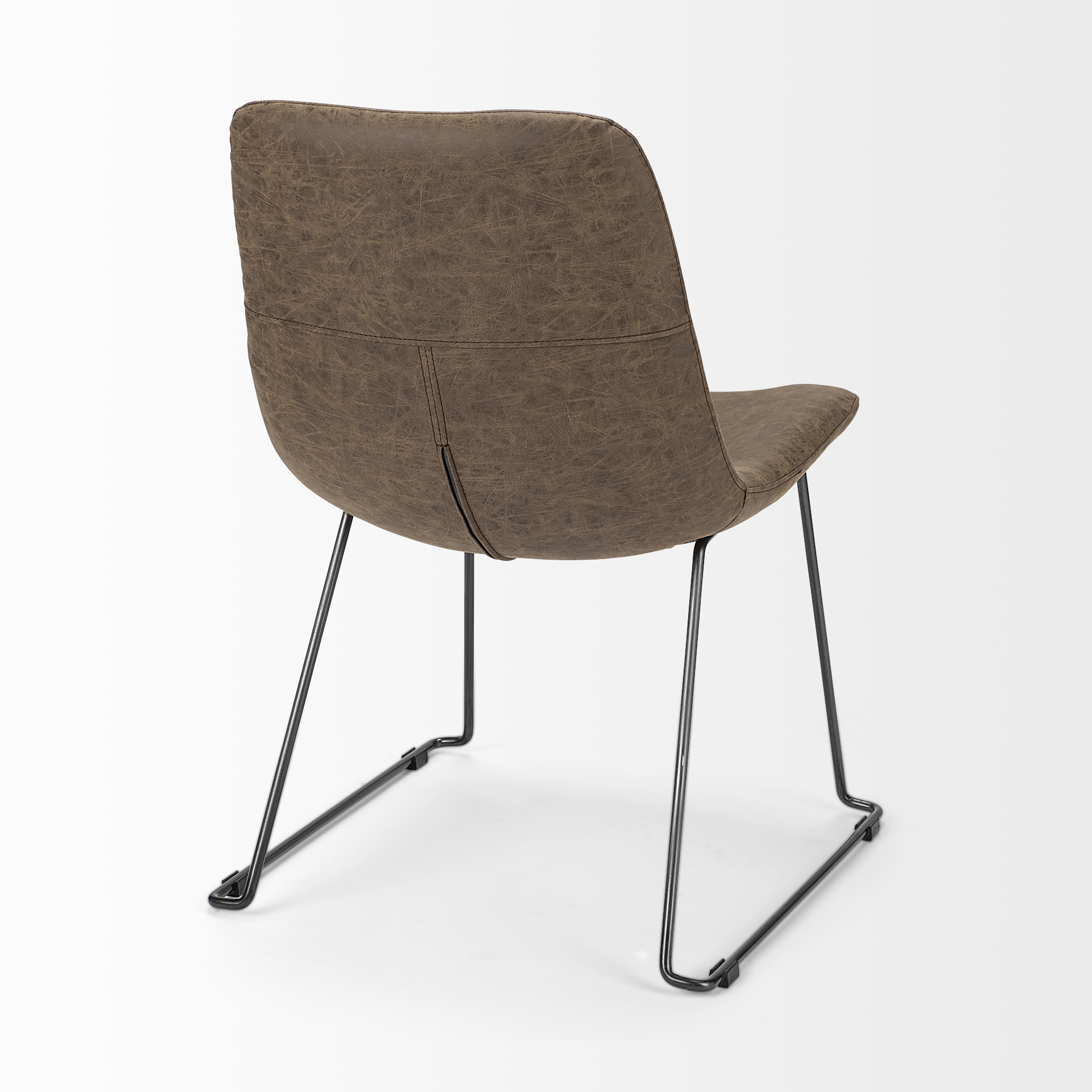 sawyer i brown faux-leather seat blackiron frame dining chair