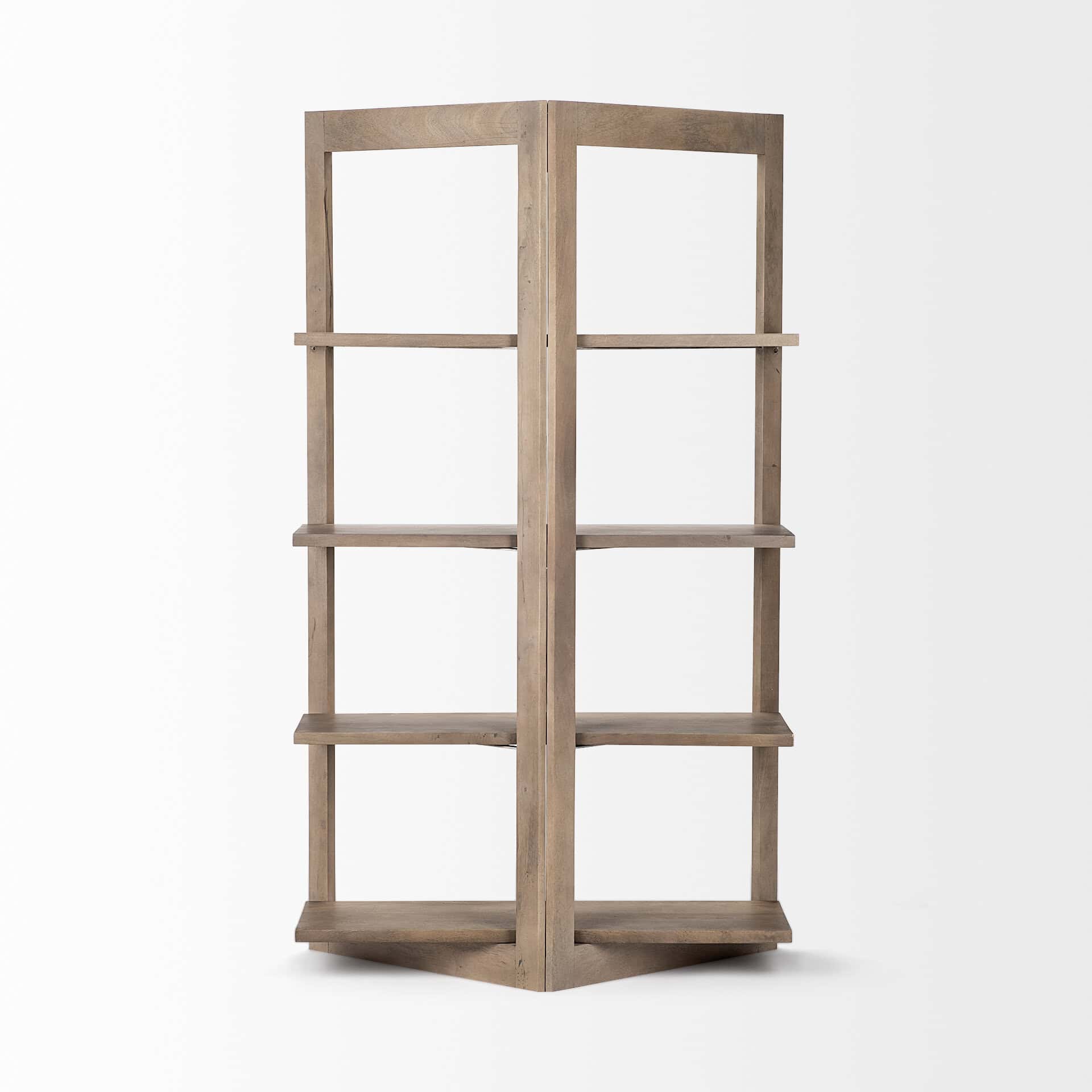 turnbull i 42l x 16w x 72h light brown wood four shelf shelving unit