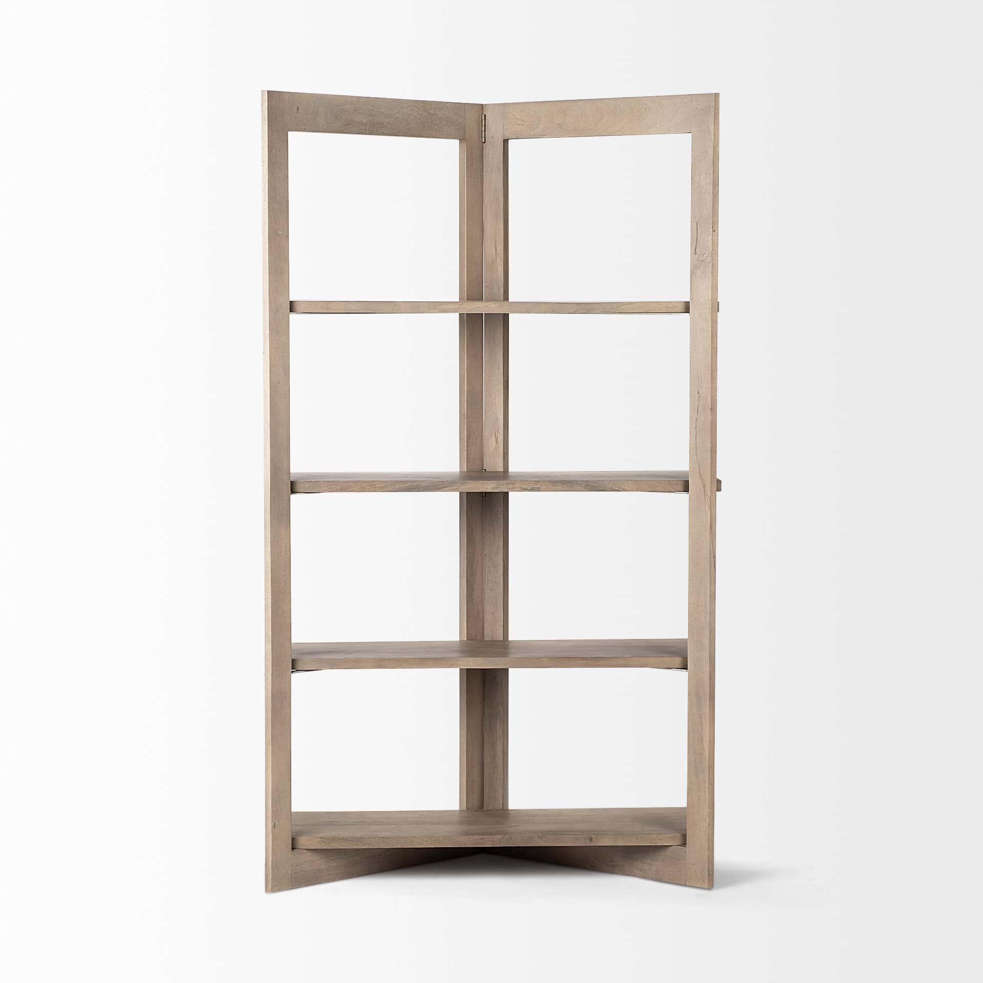 turnbull i 42l x 16w x 72h light brown wood four shelf shelving unit