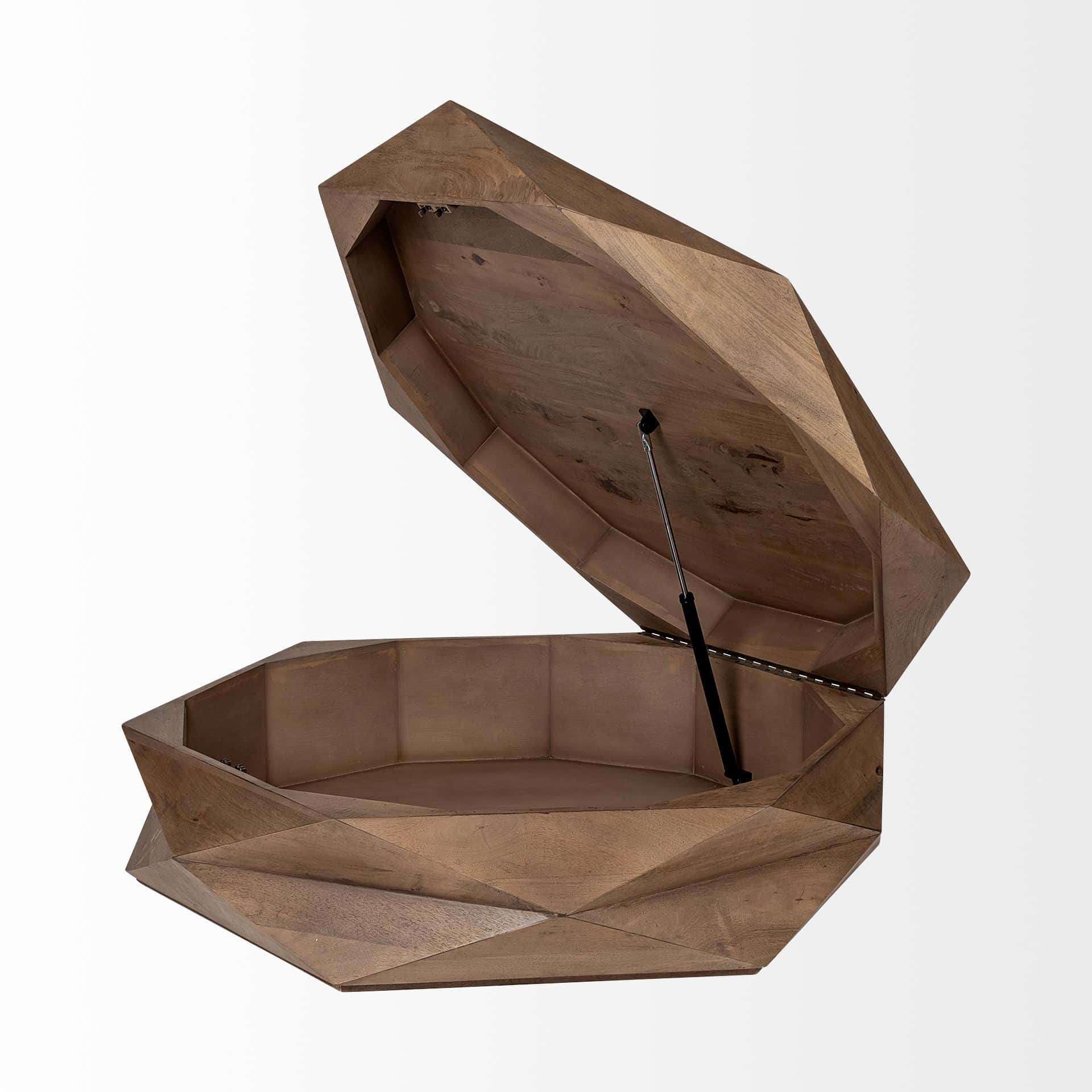 arreto hexagonal hinged solid wood top and base coffee table